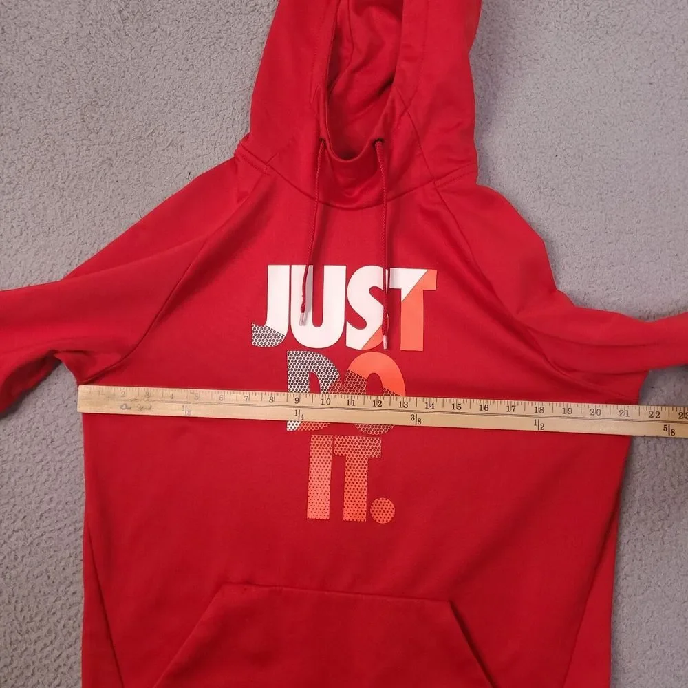 Nike Hoodie Sweatshirt Mens Medium Dri Fit Red‎ Just Do It Athletic Pullover - Picture 9 of 16